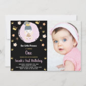 Foto 1. Schwarz Unsere kleine Prinzessin Geburtsta Einladung (Vorderseite)