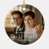 Foto 1. Weihnachtsfrau und Frau LGBTQ Weiße Schrif Keramik Ornament (Hinten)