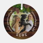 Foto 2022 Rustikaler Pinecone Maßgeschneiderter Pi Ornament Aus Glas (Rückseite)