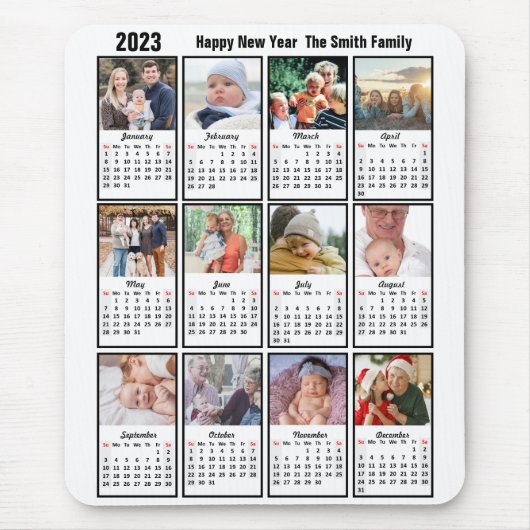 Foto 2023 Kalender 12 Familie Modernes Minimalisti Mousepad (Vorne)