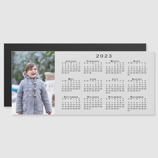 Foto 2023 Kalender auf Gray Magnet hinzufügen (Vorne/Hinten)