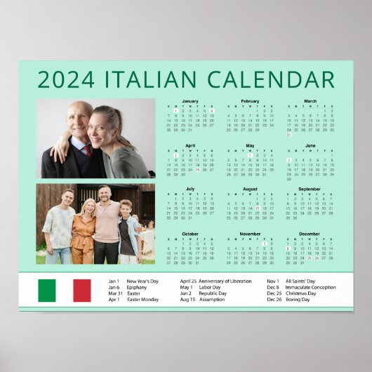 Foto 2024 Italienischer Kalender mit Feiertagen hi Poster (Vorne)