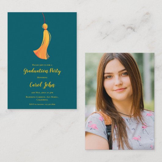 Foto 2025 Abschluss Tassel Party Mini Einladung (Vorne/Hinten)