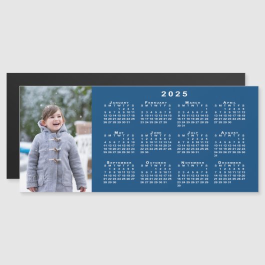 Foto 2025 Kalender auf Blue Magnet hinzufügen (Vorne/Hinten)