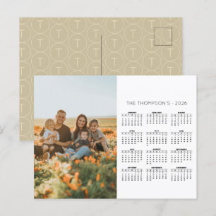 Foto 2026 Kalender 12 Monate Monogramm Feiertagspostkarte