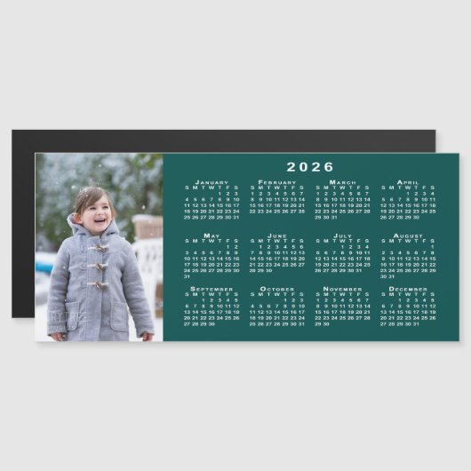 Foto 2026-Kalender auf dem Aquamarinen Magnet hinz (Vorne/Hinten)