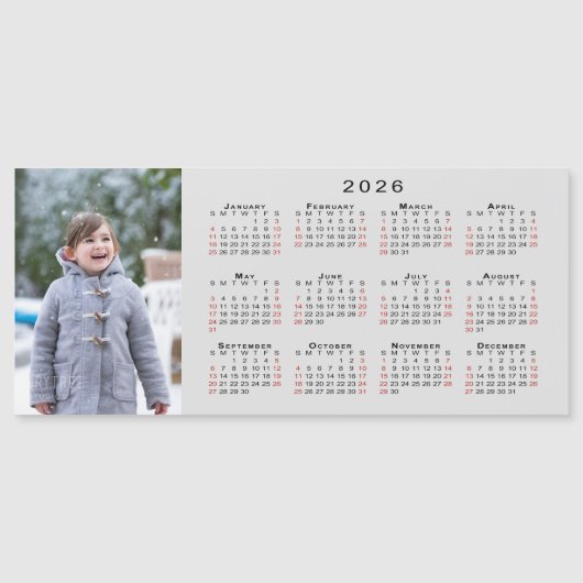 Foto 2026 Kalender auf Gray Magnet hinzufügen (Vorderseite)