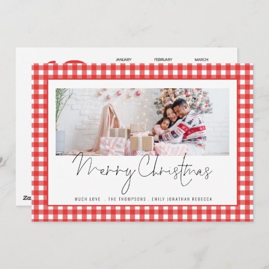 Foto 2026 Kalender Roter Gingham Frohe Weihnachten (Vorne/Hinten)
