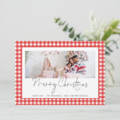 Foto 2026 Kalender Roter Gingham Frohe Weihnachten (Stehend Vorderseite)