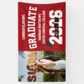 Foto 2026 Rotes Abschlussbanner mit Kappe Banner (Vertikal)