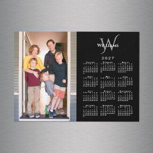 Foto 2027 Kalender Monogramm Name Schwarz Magnet