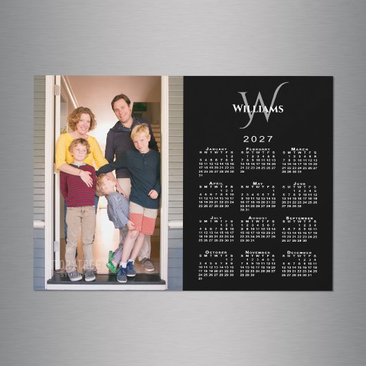 Foto 2027 Kalender Monogramm Name Schwarz Magnet