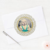 Foto | 20. Zufallszahlenmuster Gold/Weiß Runder Aufkleber (Umschlag)