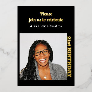 Foto 21. Geburtstag Schwarzes Gold Folieneinladung