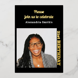 Foto 21. Geburtstag Schwarzes Gold Folieneinladung