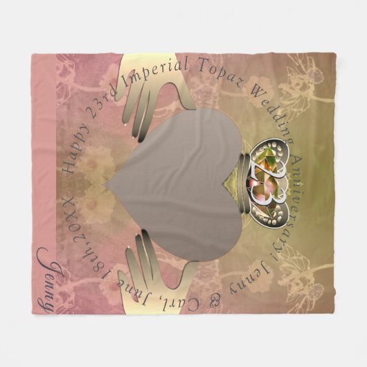Foto 23. Hochzeitstag Claddagh Topaz Fleecedecke (Vorderseite (Horizontal))