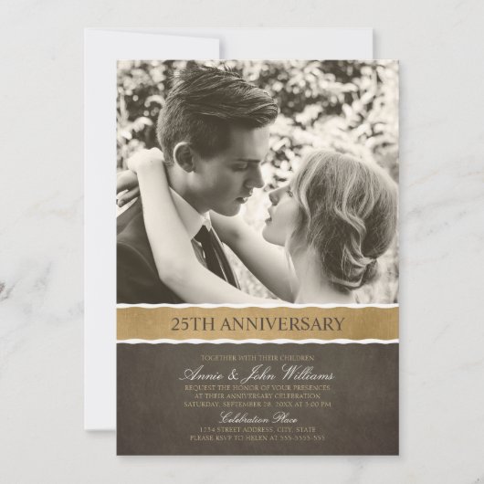 Foto 25. Hochzeitstag Ihr Foto hier Einladung (Vorderseite)