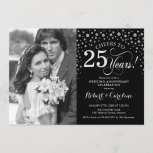 Foto 25. Hochzeitstag - Silber Schwarz Einladung