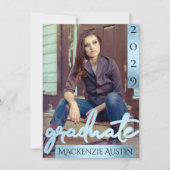 FOTO 2 | Blaues Script Cool Brush Keepake Einladung (Vorderseite)