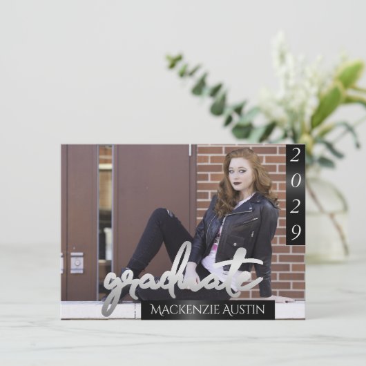 FOTO 2 | Chic Script Simple Keepake Einladung (Stehend Vorderseite)