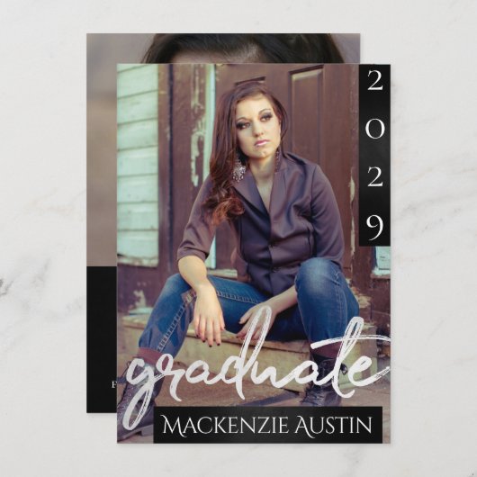 FOTO 2 | Chic Script Simple Keepake Einladung (Vorne/Hinten)