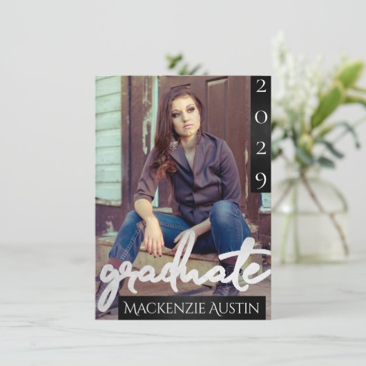 FOTO 2 | Chic Script Simple Keepake Einladung (Stehend Vorderseite)