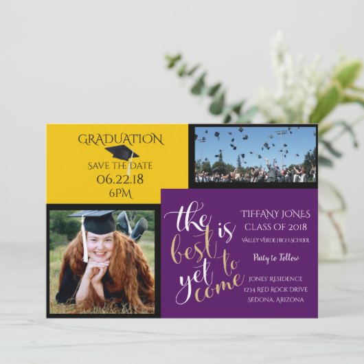 FOTO 2-FRAME UND WÄHLEN SIE IHREN FARBEN-Abschluss Einladung (Stehend Vorderseite)