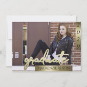 FOTO 2 | Gold Script Elegant Grad Einladung (Vorderseite)