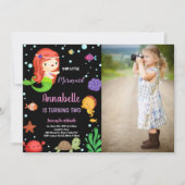 Foto 2 Little Orange Mermaid Geburtstag Einladung (Vorderseite)