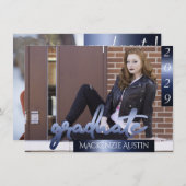 FOTO 2 | Navy Script Dark Blue Keepake Einladung (Vorne/Hinten)