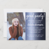 FOTO 2 | Navy Script Dark Blue Keepake Einladung (Rückseite)