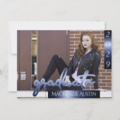 FOTO 2 | Navy Script Dark Blue Keepake Einladung (Vorderseite)