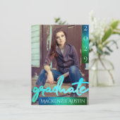 FOTO 2 | Ombre Script Dark Blue Keepake Einladung (Stehend Vorderseite)