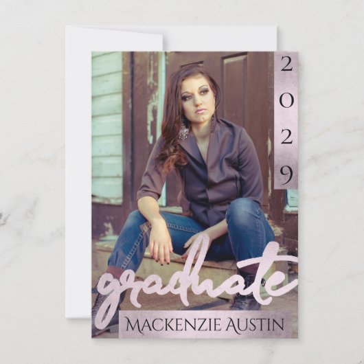 FOTO 2 | Pink Girly Hand Letter Script Einladung (Vorderseite)