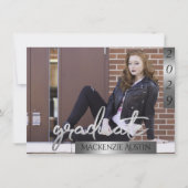 FOTO 2 | Silver Script Brush Abschluss Einladung (Vorderseite)