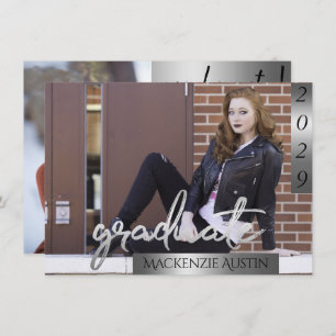 FOTO 2   Silver Script Brush Abschluss Einladung