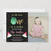 Foto 2 Slice Green Watermelon Geburtstag Einladung (Vorderseite)