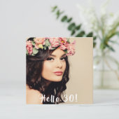 Foto 30. Geburtstag Party hallo 30 Einladung (Stehend Vorderseite)