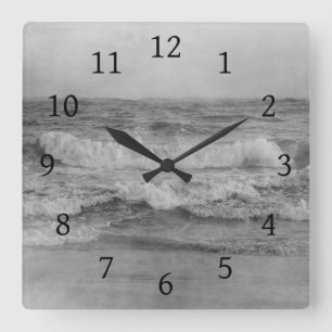 Foto 34 Meereswellen Quadratische Wanduhr