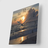 Foto 35 Ocean Sunset Quadratische Wanduhr (Winkel)