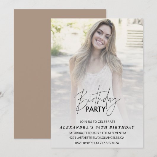 Foto 36. Geburtstagsfeier Einladung (Vorne/Hinten)