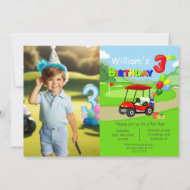 Foto 3. Geburtstag Red Golf Cart Boy's Einladung