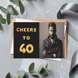 Foto 40. Geburtstag Party jubelt Goldballon-Text Einladung