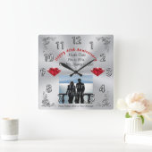 Foto 40. Hochzeitstag Traditionelles Geschenk Quadratische Wanduhr (Zuhause)
