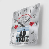 Foto 40. Hochzeitstag Traditionelles Geschenk Quadratische Wanduhr (Winkel)