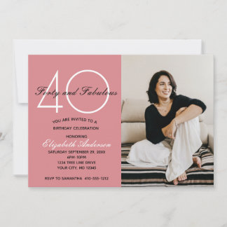 Foto 40 und fabelhaftes Rosa Geburtstag Einladung