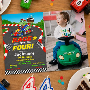 Foto 4. Geburtstag Dinosaurier-Rennen Los geht's Acryleinladungen