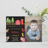 Foto 4. Schwarze Landtiere Geburtstag Einladung (Stehend Vorderseite)