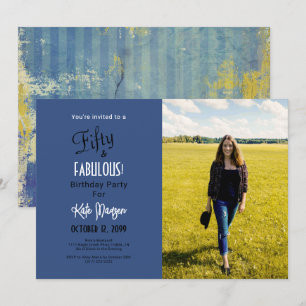 Foto 50 & FABULOUS 50. Geburtstagsparty Blue Einladung