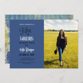 Foto 50 & FABULOUS 50. Geburtstagsparty Blue Einladung